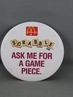McDonalds Pin (VTG) - Scrabble Ask Me For Game Piece - Celluloid Pin